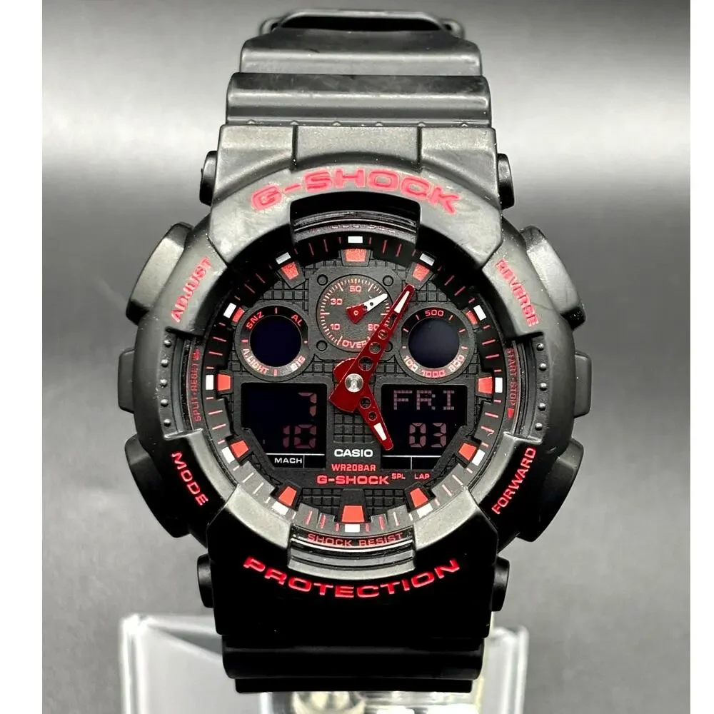 Casio G-Shock GA100BNR-1A Black Red Analog Digital Men's Watch
